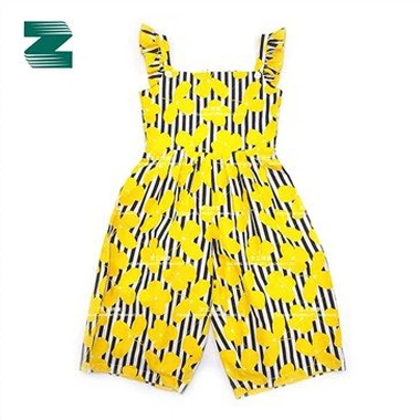 Ärmelloser, bedruckter Jumpsuit aus gewebter Baumwolle mit Volantsträgern