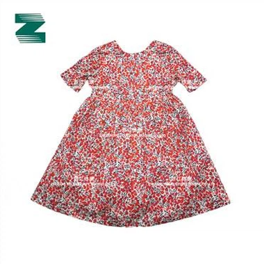 Bedrucktes Kleid aus gewebter Baumwolle mit kurzen Ärmeln für Mädchen